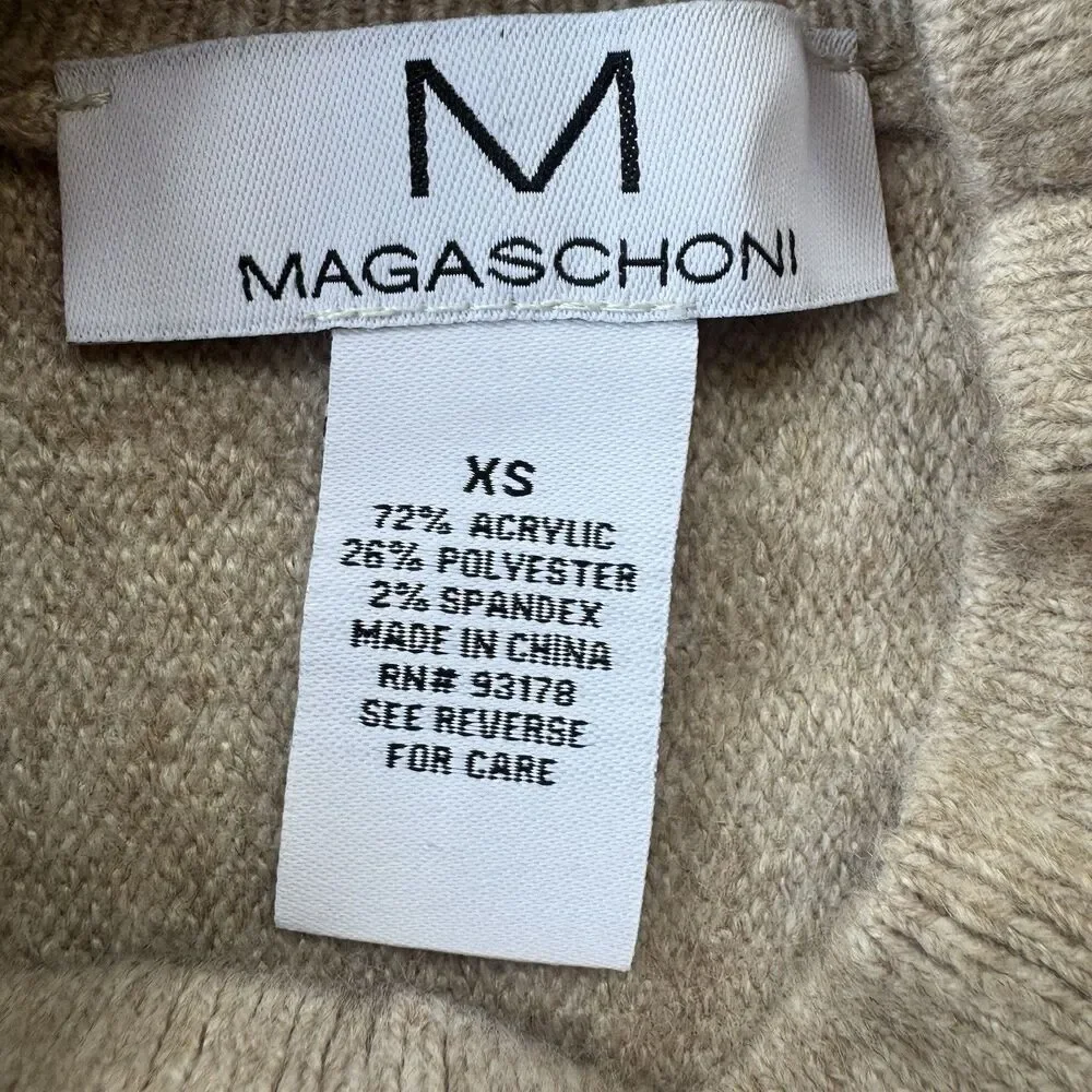 Magaschoni Beige Oversized Turtle Neck Soft Sweater Sz XS Western Soft And Cozy